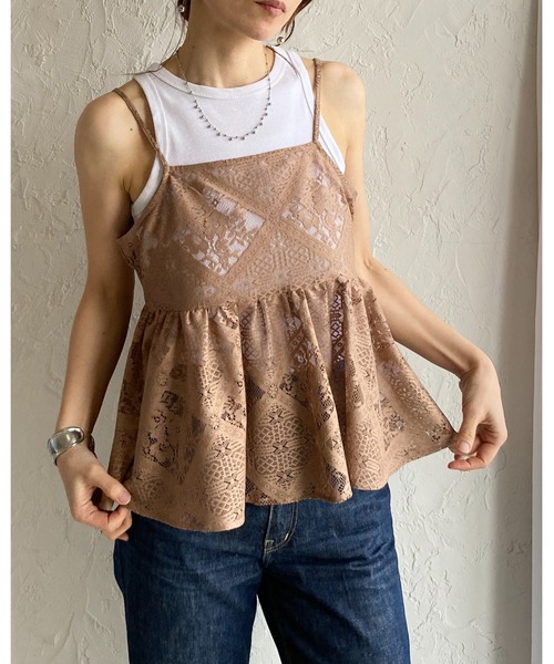 She's Closet(シーズクローゼット)の「花柄 ブロックレース キャミソール ビスチェ ナローロングスカート セットアップ(セットアップ・レディース・アイボリー/ブラック/ベージュ・FREE)」の20枚目の写真