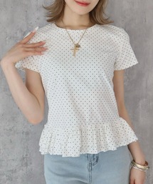 ドット柄フリルTシャツ