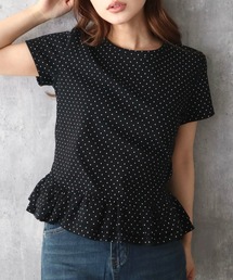ドット柄フリルTシャツ