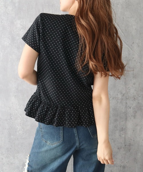 CECIL McBEE（セシルマクビー）の「ドット柄フリルTシャツ（Tシャツ/カットソー・レディース・ブラック/ホワイト/グレー・FREE）」の10枚目の写真
