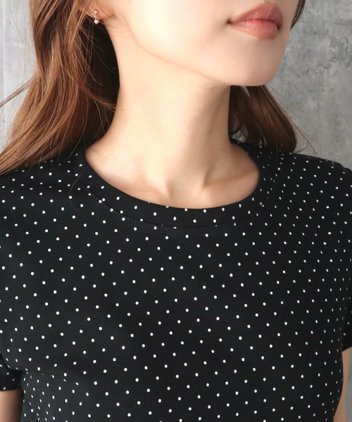 CECIL McBEE（セシルマクビー）の「ドット柄フリルTシャツ（Tシャツ/カットソー・レディース・ブラック/ホワイト/グレー・FREE）」の12枚目の写真