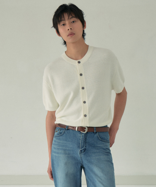 WEDNESDAY OASIS(ウェンズデーオアシス)の「ネルハチハーフカーディガン_IVORY(WC26KN54)(カーディガン/ボレロ・メンズ・アイボリー・MEDIUM/LARGE)」の3枚目の写真