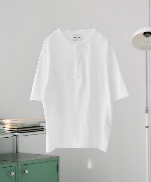SELLE GLANT(セレグランテ)の「HENRY NECK SLUB T-SHIRT / ヘンリーネックスラブTシャツ(Tシャツ/カットソー・メンズ・オフホワイト/ブラック系/ミント/ブラック・LARGE/SMALL/MEDIUM)」の11枚目の写真