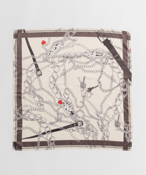 MAISON SPECIAL（メゾンスペシャル）の「Chain Pattern Scarf/チェーンパターンスカーフ（バンダナ/スカーフ・レディース・ピンク/ホワイト・FREE）」の2枚目の写真