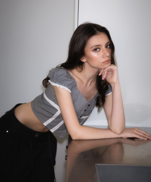 ROSEFRANTZ（ロゼフランツ）の「Check Shirring Crop Blouse [Navy]（シャツ/ブラウス・レディース・ネイビー・SMALL/MEDIUM）」の11枚目の写真