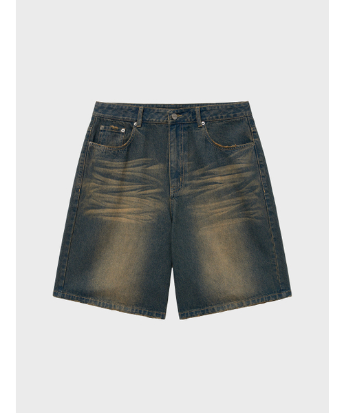 NOIRER(ノイア)の「キャットウォッシングワイドバミューダデニムパンツ(ヴィンテージブルー)(その他パンツ・メンズ・その他・48/50/52)」の2枚目の写真