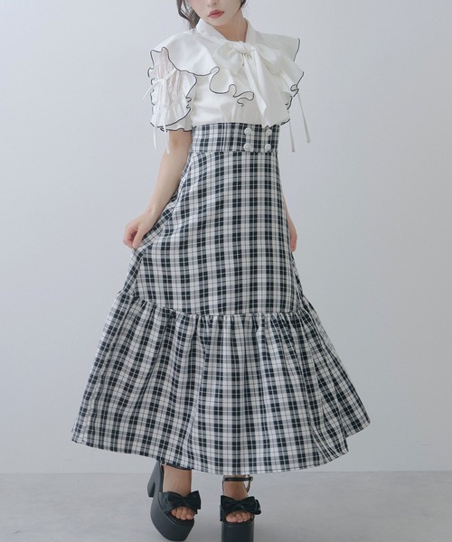 DearMyLoveRose ショルダーフリルボウタイドッキングワンピース 3L セール】ショルダーフリルボウタイドッキングワンピース（ワンピース