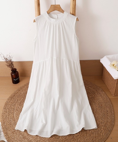 LUCPY(ラクピー)の「ノースリーブティアードロングワンピース(ワンピース・レディース・ホワイト・XX-LARGE/X-LARGE/LARGE/MEDIUM)」の1枚目の写真