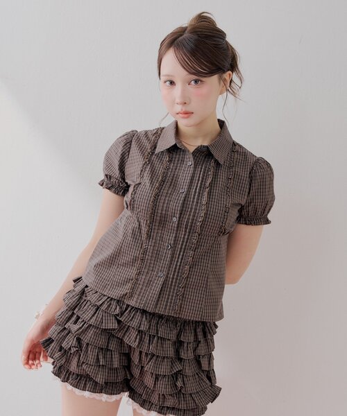Chico(チコ)の「【全骨格◎/セットアップ対応】コンパクトパフブラウス(シャツ/ブラウス・レディース・ホワイト/ブラウン系その他2/ブラック系その他2・FREE)」の4枚目の写真