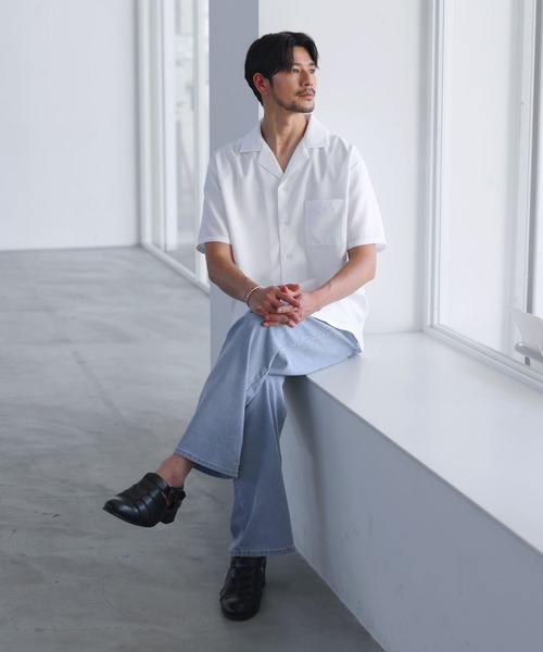 SPU（スプ）の「【防シワ/接触冷感】機能性半袖オープンカラーシャツ（シャツ/ブラウス・メンズ・ネイビー/チャコール/ホワイト/サックスブルー・M/S/XL/L）」の12枚目の写真