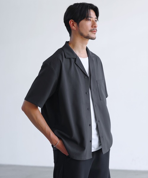 SPU（スプ）の「【防シワ/接触冷感】機能性半袖オープンカラーシャツ（シャツ/ブラウス・メンズ・ネイビー/チャコール/ホワイト/サックスブルー・M/S/XL/L）」の16枚目の写真