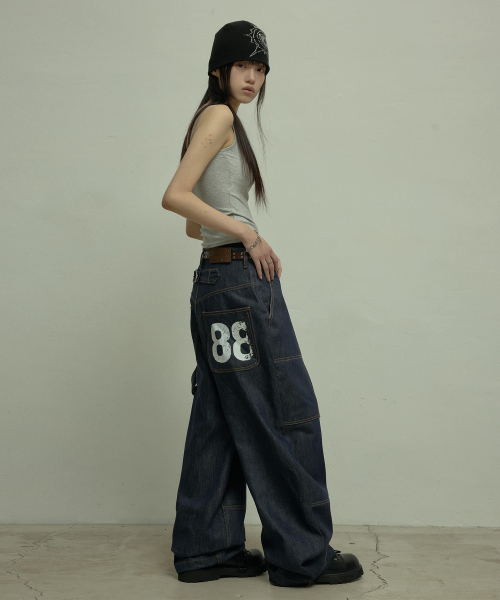 LANARCHIVE（ランアーカイブ）の「[0126] 88スターワイドデニムパンツ - インディゴ（デニムパンツ・レディース・インディゴブルー・1/2）」の9枚目の写真