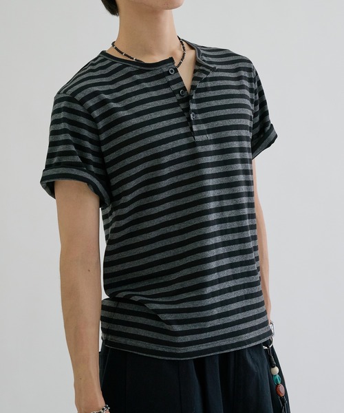 GRANCY】LinestoneDesign Graphic Damage LongTee / ラインストーン