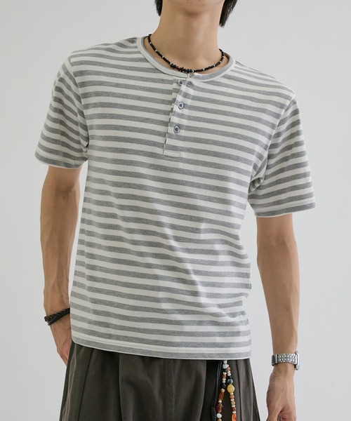 Border henly neck tee / ボーダーヘンリーネックT（Tシャツ