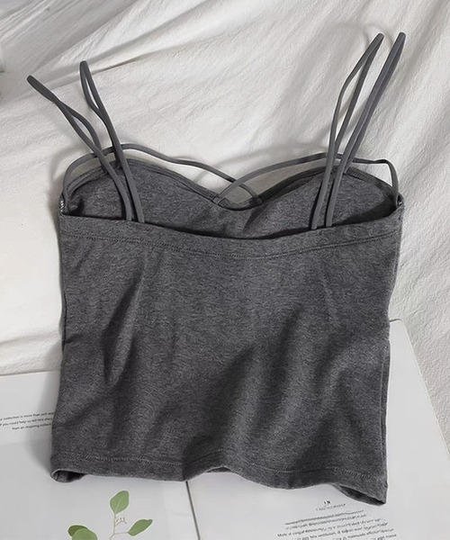 LAYERED(SBG)(レイヤード)の「LAYERED パッド付 ダブルストラップ キャミソール(キャミソール・レディース・ブラック/グレー/ホワイト・FREE)」の7枚目の写真