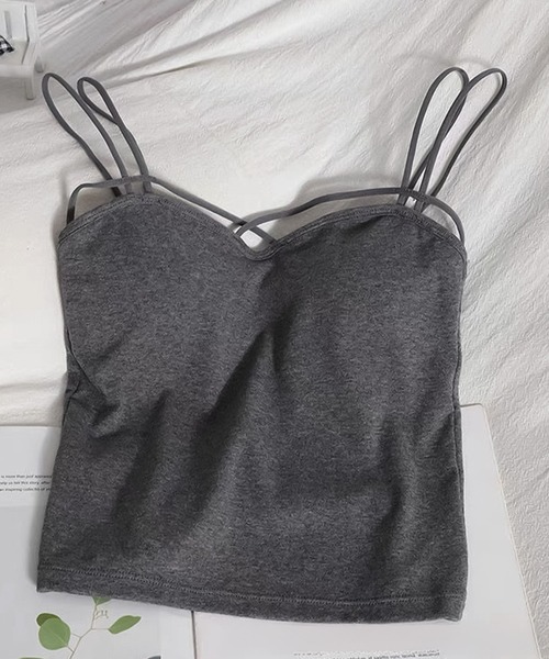 LAYERED(SBG)(レイヤード)の「LAYERED パッド付 ダブルストラップ キャミソール(キャミソール・レディース・ブラック/グレー/ホワイト・FREE)」の6枚目の写真