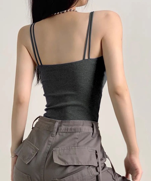 LAYERED(SBG)(レイヤード)の「LAYERED パッド付 ダブルストラップ キャミソール(キャミソール・レディース・ブラック/グレー/ホワイト・FREE)」の10枚目の写真