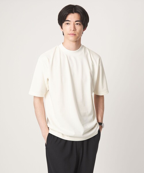green label relaxing(グリーンレーベルリラクシング)の「【WEB限定】JUST fit ジャージ 半袖 Tシャツ(Tシャツ/カットソー・メンズ・オフホワイト/ブラック・L/S/M/XL)」の2枚目の写真