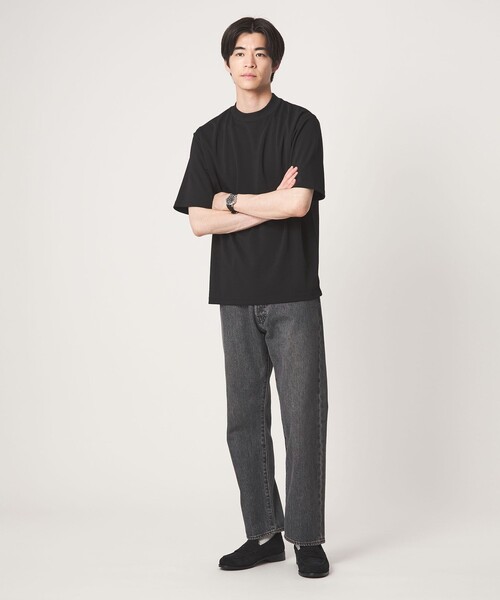 green label relaxing(グリーンレーベルリラクシング)の「【WEB限定】JUST fit ジャージ 半袖 Tシャツ(Tシャツ/カットソー・メンズ・オフホワイト/ブラック・L/S/M/XL)」の3枚目の写真