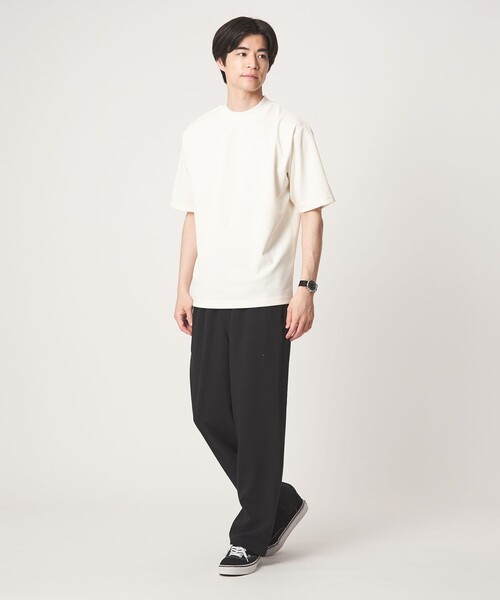 green label relaxing(グリーンレーベルリラクシング)の「【WEB限定】JUST fit ジャージ 半袖 Tシャツ(Tシャツ/カットソー・メンズ・オフホワイト/ブラック・L/S/M/XL)」の4枚目の写真