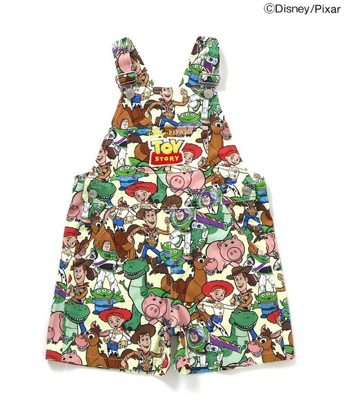 Disney(ディズニー)の「ディズニーキャラクター トイ・ストーリー/総柄ショートサロペ(サロペット/オーバーオール・キッズ・グリーン・130/90/100/110/120)」の6枚目の写真