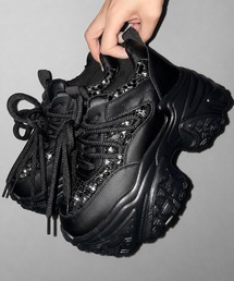 【 +10.5cm盛れ 】スパンコールレースアップ厚底スニーカー / +10.5cm spangle lace-up platform sneakers
