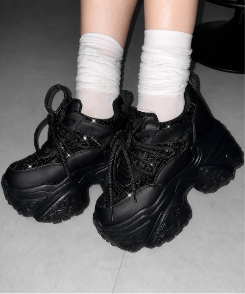 me+em select(ミームセレクト)の「【 +10.5cm盛れ 】スパンコールレースアップ厚底スニーカー / +10.5cm spangle lace-up platform sneakers(スニーカー・レディース・アイボリー/ブラック・37/38/39/40)」の18枚目の写真