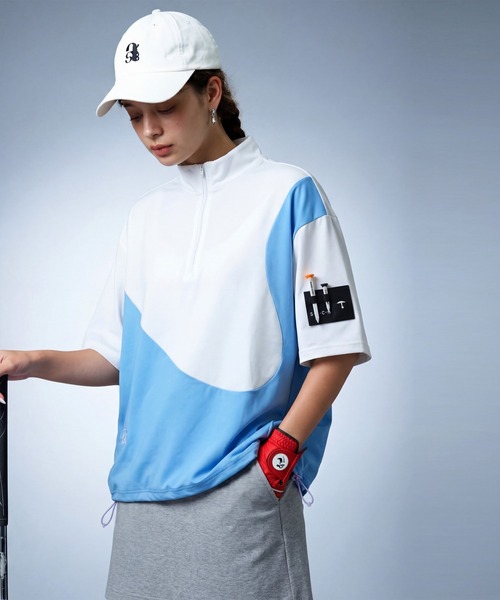 antiqua(アンティカ)の「【STCH】ハーフジップ 配色切替 スタンドネック トップス(その他トップス・レディース・グリーン系その他/グレー系その他/ブルー系その他・LXL/ML)」の11枚目の写真