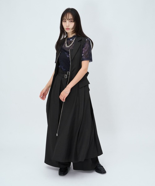 HARE（ハレ）の「シャープ＊ZIPテーラージレワンピース(HARE)（ワンピース・レディース・ブラック/カーキ・FREE）」の4枚目の写真