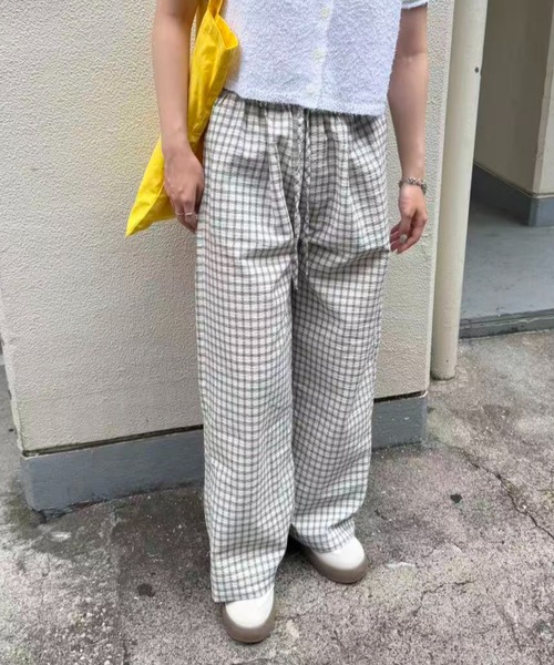 mebole(メボレ)の「check wide easy pants(その他パンツ・レディース・ホワイト/ブルー・FREE)」の7枚目の写真