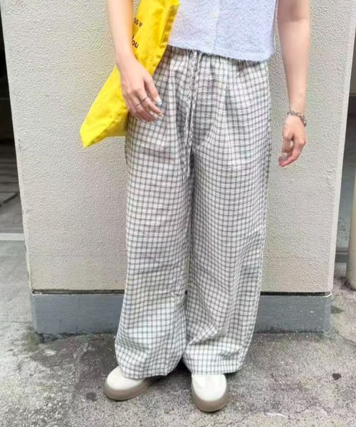 mebole(メボレ)の「check wide easy pants(その他パンツ・レディース・ホワイト/ブルー・FREE)」の8枚目の写真