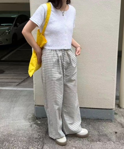 mebole(メボレ)の「check wide easy pants(その他パンツ・レディース・ホワイト/ブルー・FREE)」の12枚目の写真