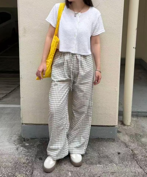 mebole(メボレ)の「check wide easy pants(その他パンツ・レディース・ホワイト/ブルー・FREE)」の15枚目の写真
