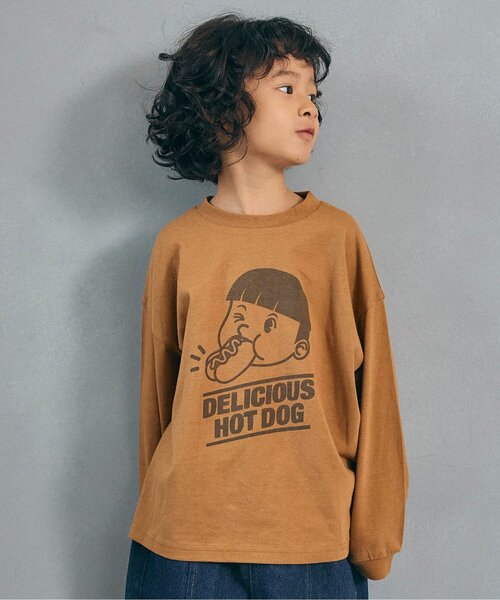BREEZE(ブリーズ)の「【WEB限定】ゆったりシルエットグラフィックバリエーション長袖Tシャツ(Tシャツ/カットソー・キッズ・ブラウン/イエロー/ダークグリーン/オフホワイト/ピンク/ブラック/ブルー/キナリ/ライム/チャコール/レッド/ライトグレー/キャメル/レインボー/アイボリー/ミント/パープル/ベージュ/ネイビー/オレンジ・130/140/120/90/110/100/160/150)」の16枚目の写真