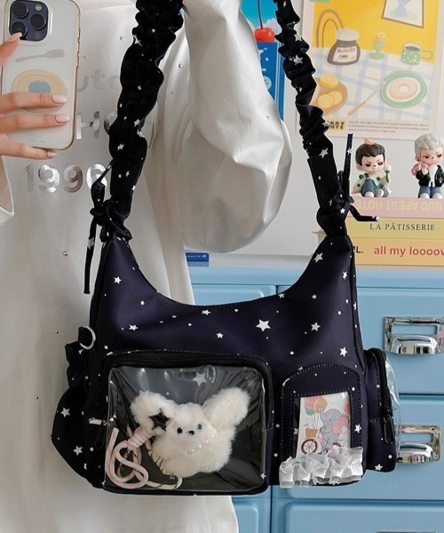 ipugo(イプゴ)の「ipugo/イプゴ フリル星柄 クリアポケット ショルダーバッグ 2026秋物 秋服 2026年秋冬(ショルダーバッグ・レディース・ホワイト/ブラック・FREE)」の22枚目の写真