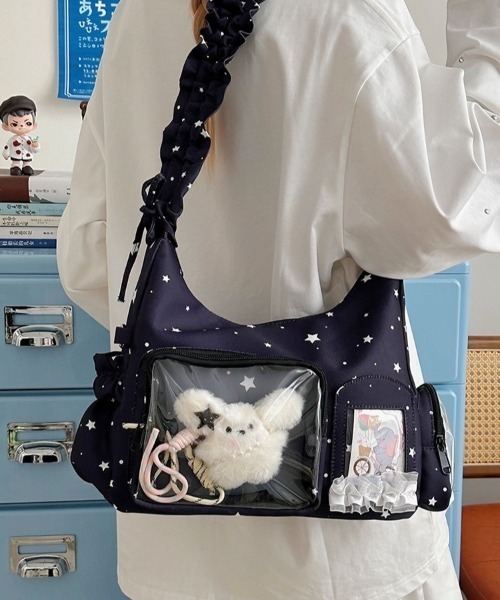 ipugo(イプゴ)の「ipugo/イプゴ フリル星柄 クリアポケット ショルダーバッグ 2026秋物 秋服 2026年秋冬(ショルダーバッグ・レディース・ホワイト/ブラック・FREE)」の21枚目の写真