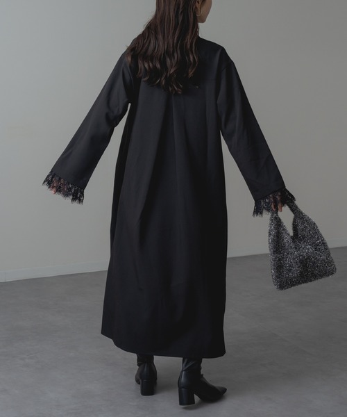 refinedworks（リファインドワークス）の「【refinedworks】セレモニー にも◎ 袖レース バンドカラー ロング ワンピース！（ワンピース・レディース・チャコールグレー/ブラック・FREE）」の13枚目の写真