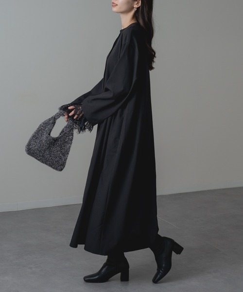 refinedworks（リファインドワークス）の「【refinedworks】セレモニー にも◎ 袖レース バンドカラー ロング ワンピース！（ワンピース・レディース・チャコールグレー/ブラック・FREE）」の14枚目の写真