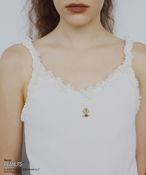 PEANUTS(ピーナッツ)の「VINTAGE PEANUTS TWIST FRILL RIB CUT CAMISOLE(キャミソール・レディース・レッド/ブラウン/ホワイト・MEDIUM/SMALL)」の11枚目の写真