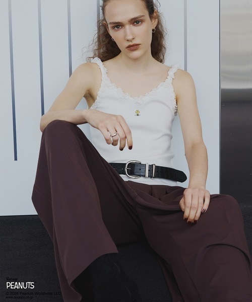 PEANUTS(ピーナッツ)の「VINTAGE PEANUTS TWIST FRILL RIB CUT CAMISOLE(キャミソール・レディース・レッド/ブラウン/ホワイト・MEDIUM/SMALL)」の10枚目の写真