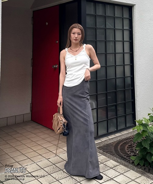 PEANUTS(ピーナッツ)の「VINTAGE PEANUTS TWIST FRILL RIB CUT CAMISOLE(キャミソール・レディース・レッド/ブラウン/ホワイト・MEDIUM/SMALL)」の20枚目の写真