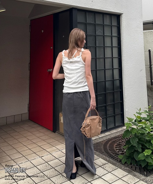PEANUTS(ピーナッツ)の「VINTAGE PEANUTS TWIST FRILL RIB CUT CAMISOLE(キャミソール・レディース・レッド/ブラウン/ホワイト・MEDIUM/SMALL)」の19枚目の写真