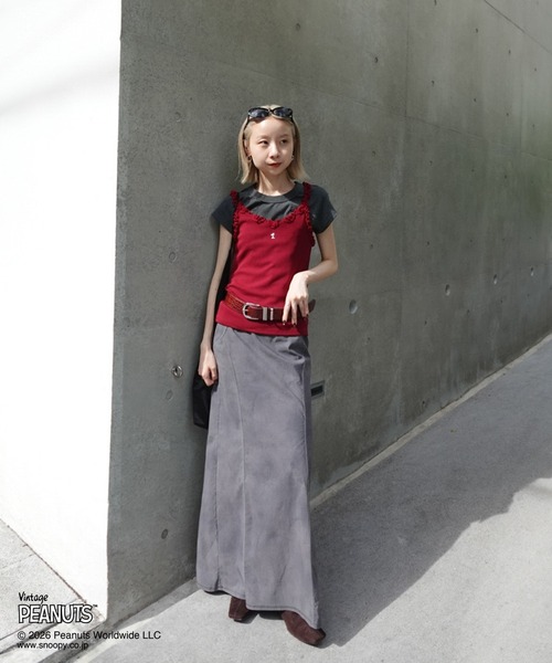PEANUTS(ピーナッツ)の「VINTAGE PEANUTS TWIST FRILL RIB CUT CAMISOLE(キャミソール・レディース・レッド/ブラウン/ホワイト・MEDIUM/SMALL)」の22枚目の写真