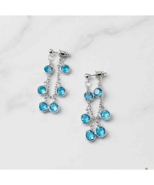 tone(トーン)の「【88eighty-eight】ブルーストーンラウンドじゃらじゃらピアス【import】(MA)(ピアス(両耳用)・レディース・ブルー・FREE)」の1枚目の写真