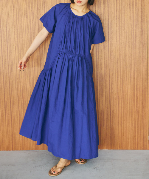 U by SPICK&SPAN(ユーバイスピックアンドスパン)の「2WAYハーフスリーブコットンロングワンピース(ワンピース・レディース・カーキ/ブラック/ブルー・36)」の3枚目の写真