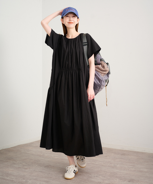 U by SPICK&SPAN(ユーバイスピックアンドスパン)の「2WAYハーフスリーブコットンロングワンピース(ワンピース・レディース・カーキ/ブラック/ブルー・36)」の5枚目の写真