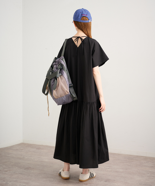U by SPICK&SPAN(ユーバイスピックアンドスパン)の「2WAYハーフスリーブコットンロングワンピース(ワンピース・レディース・カーキ/ブラック/ブルー・36)」の6枚目の写真