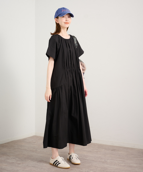U by SPICK&SPAN(ユーバイスピックアンドスパン)の「2WAYハーフスリーブコットンロングワンピース(ワンピース・レディース・カーキ/ブラック/ブルー・36)」の8枚目の写真