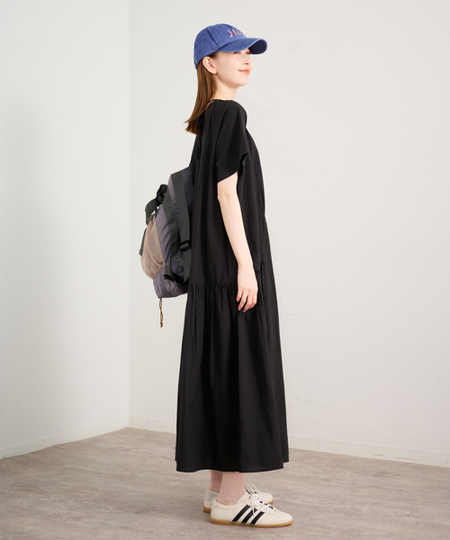 U by SPICK&SPAN(ユーバイスピックアンドスパン)の「2WAYハーフスリーブコットンロングワンピース(ワンピース・レディース・カーキ/ブラック/ブルー・36)」の9枚目の写真