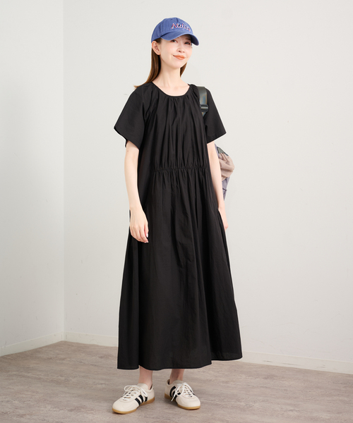 U by SPICK&SPAN(ユーバイスピックアンドスパン)の「2WAYハーフスリーブコットンロングワンピース(ワンピース・レディース・カーキ/ブラック/ブルー・36)」の10枚目の写真